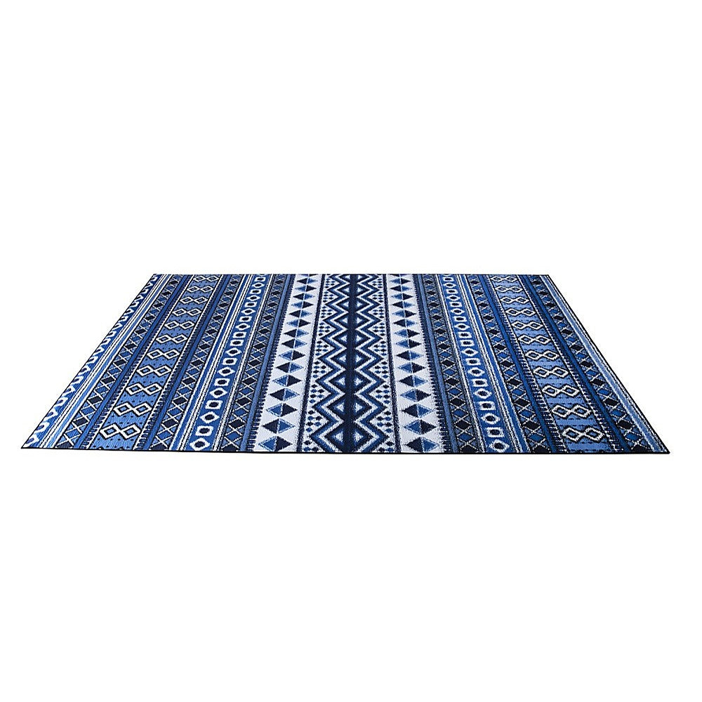 200x300cm Large Floor Blue Ethnic Rug  Modern Area Carpet for Bedroom & Lounge