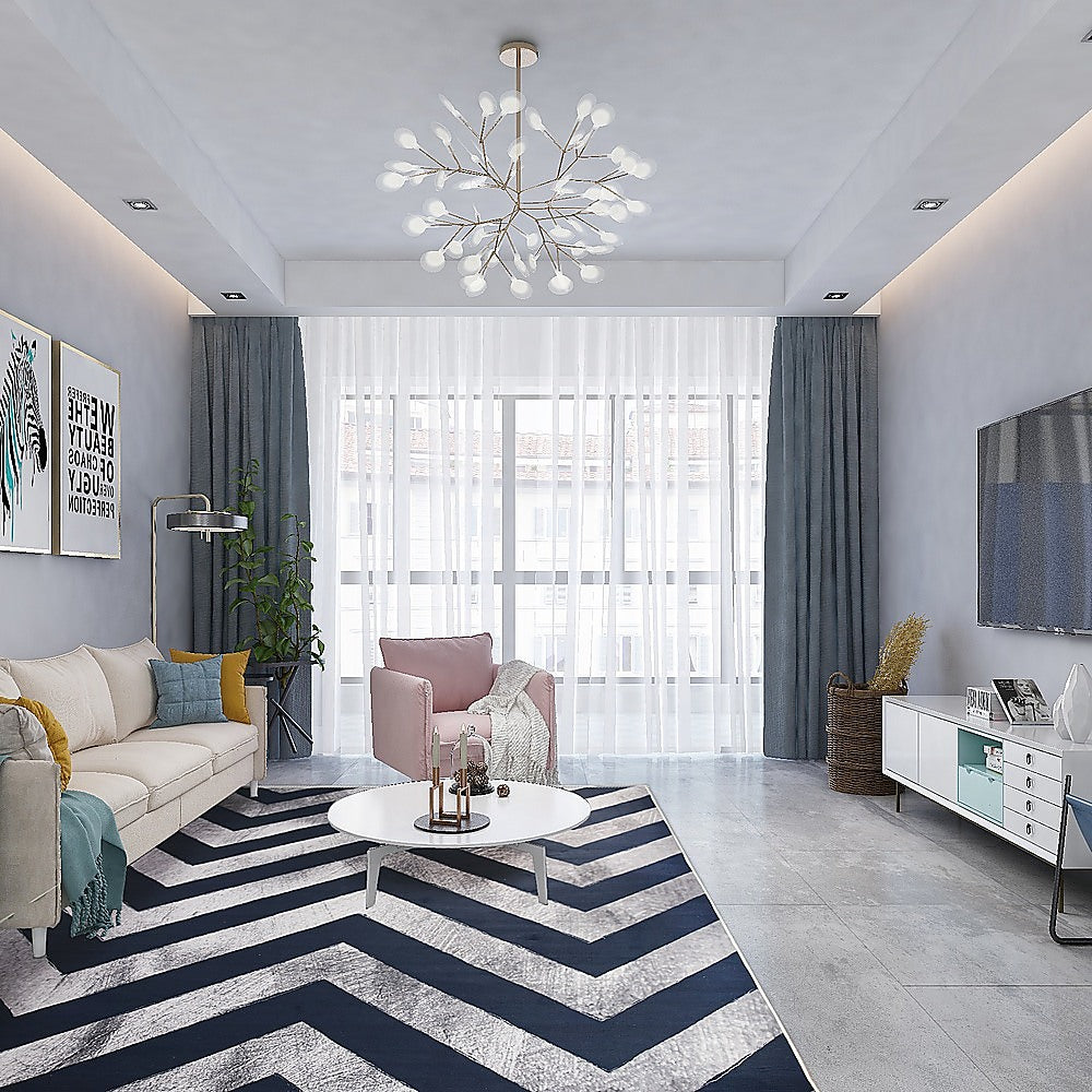 200x300cm Large Floor Blue Chevron Stripes Rug  Modern Area Carpet for Bedroom & Lounge