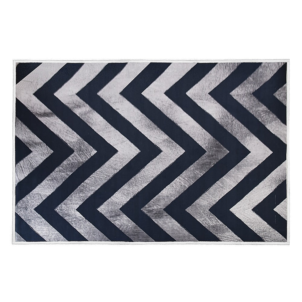 200x300cm Large Floor Blue Chevron Stripes Rug  Modern Area Carpet for Bedroom & Lounge