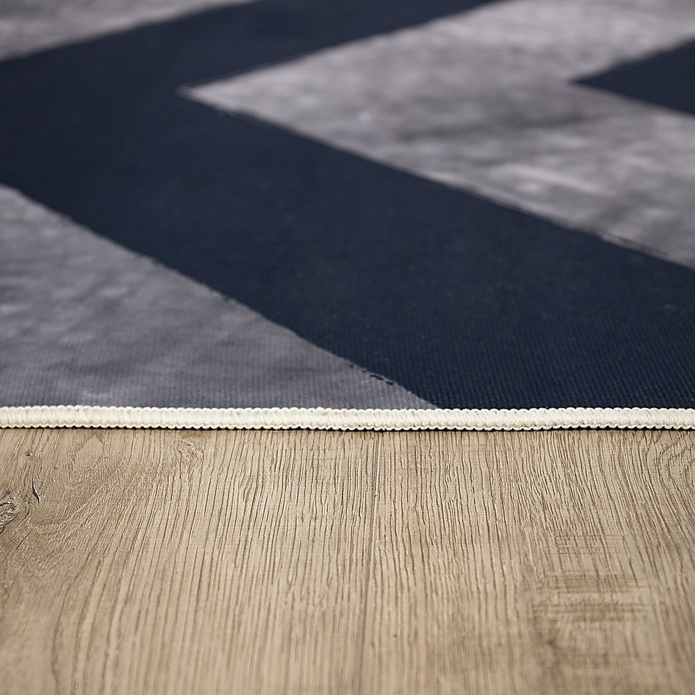 200x300cm Large Floor Blue Chevron Stripes Rug  Modern Area Carpet for Bedroom & Lounge
