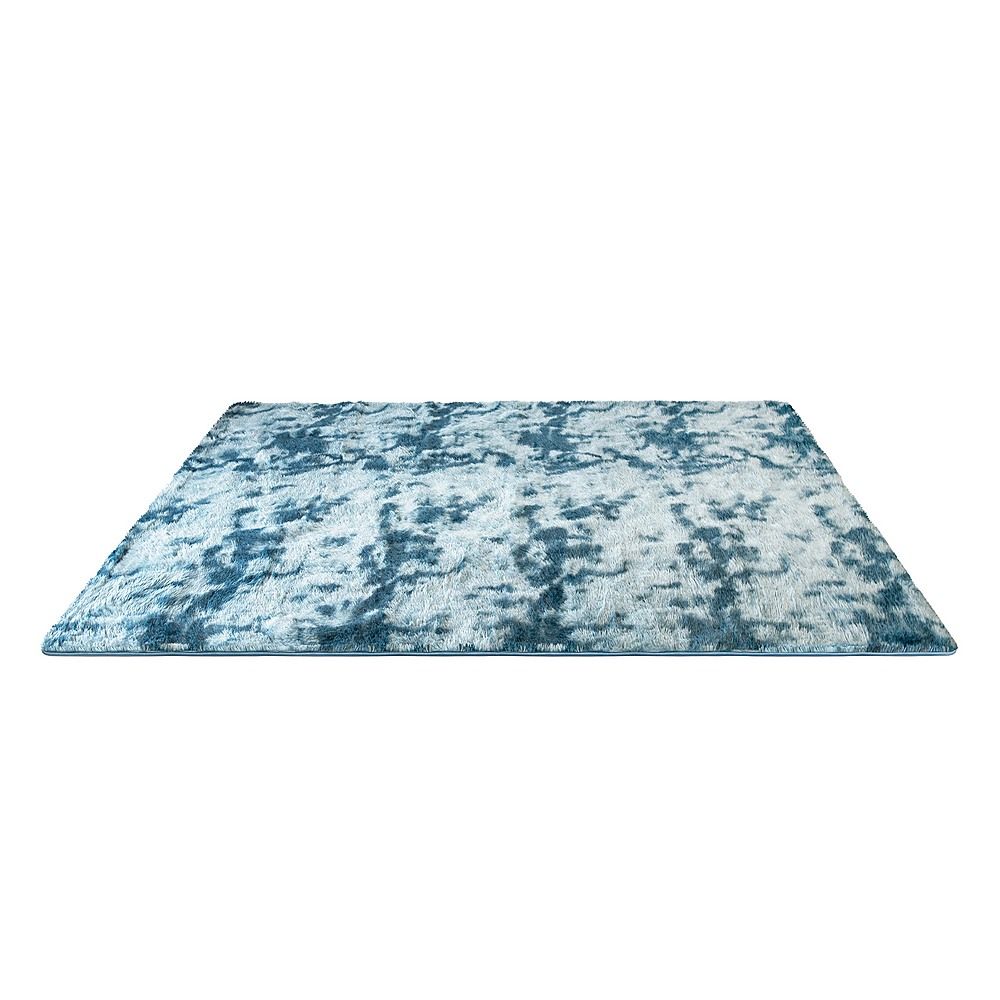 Large Floor Rug – 200x300cm Blue Rug (Fluffy Style) Bedworld