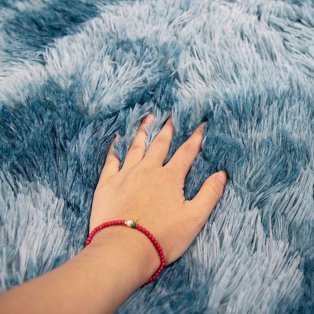 Large Floor Rug – 200x300cm Blue Rug (Fluffy Style) Bedworld