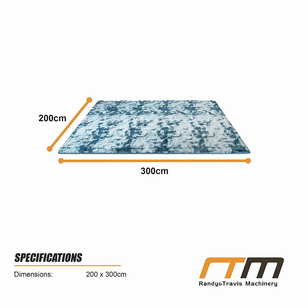 Large Floor Rug – 200x300cm Blue Rug (Fluffy Style) Bedworld