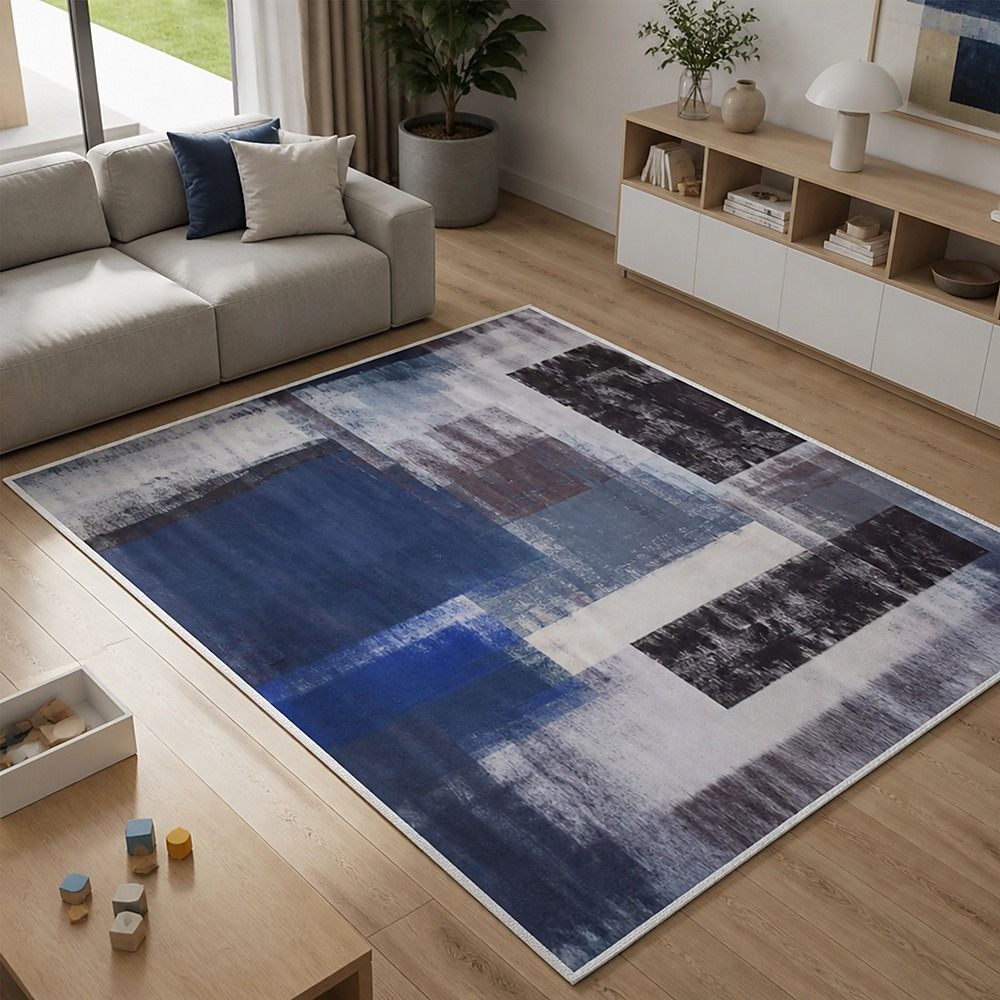 Large Floor Rug – 200x300cm Blue Rug (Abstract Style) Bedworld