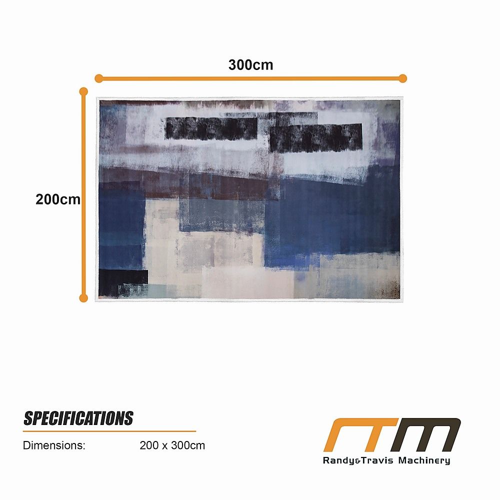 Large Floor Rug – 200x300cm Blue Rug (Abstract Style) Bedworld