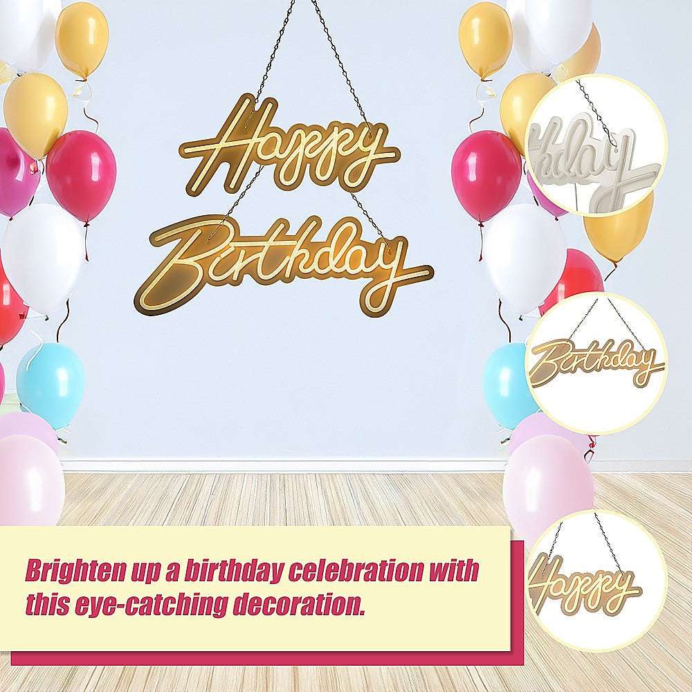 Happy Birthday Neon Sign Hanging Glowing Party Decoration