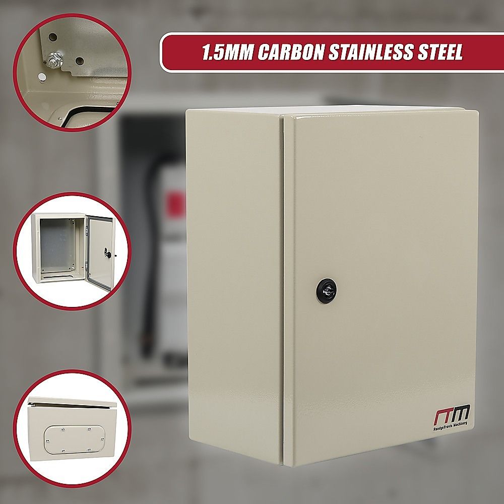 Carbon Steel Electrical Enclosure Box IP65 Wall Mount 400 x 300 x 200 mm Bedworld