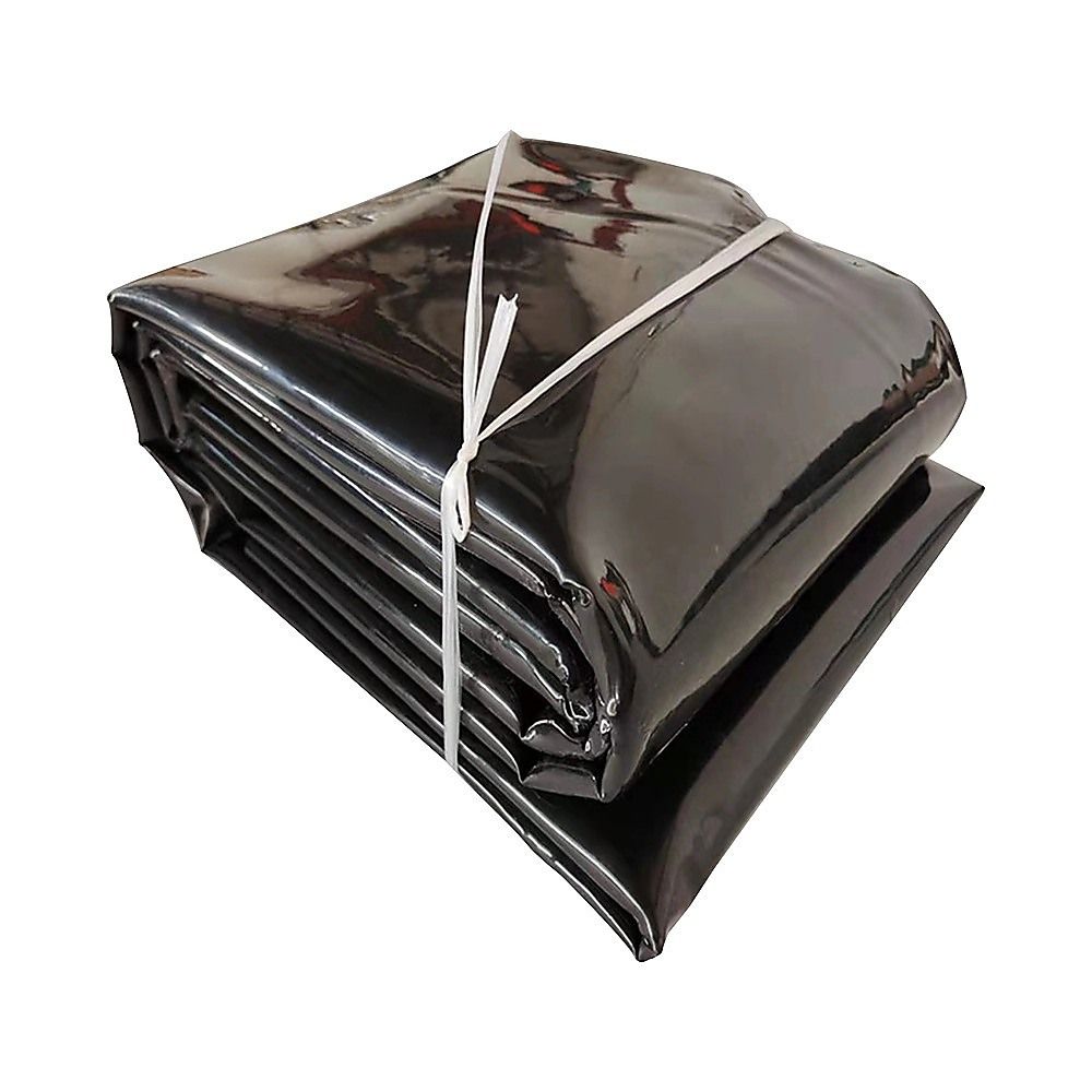 Reinforced black fish pond liner roll, bundled package with strap and tied bundle