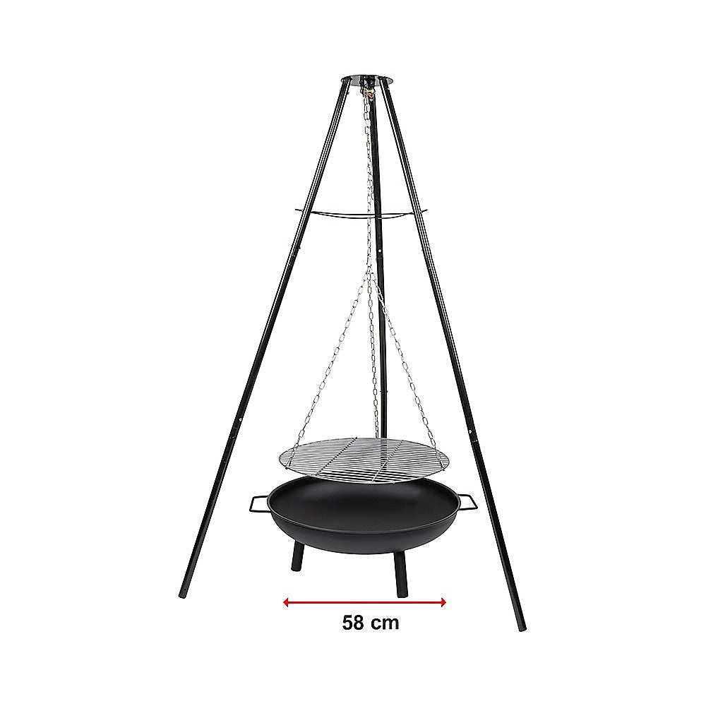 Tripod Garden Fire Pit BBQ  Cast Iron & Steel Round Outdoor Fire Bowl