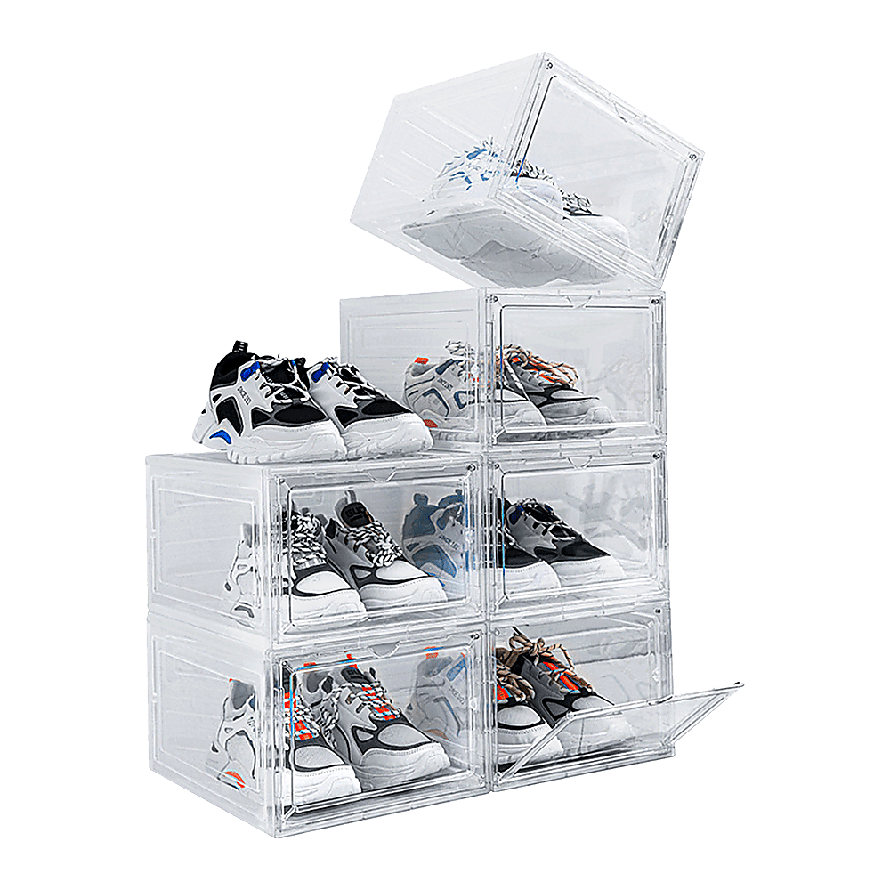 Sneaker Display Case Shoe Storage Organizer Box Stackable Plastic Clear Magnetic