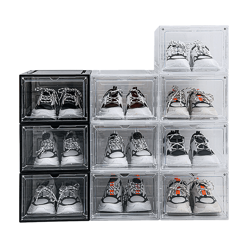 Sneaker Display Case Shoe Storage Organizer Box Stackable Plastic Clear Magnetic