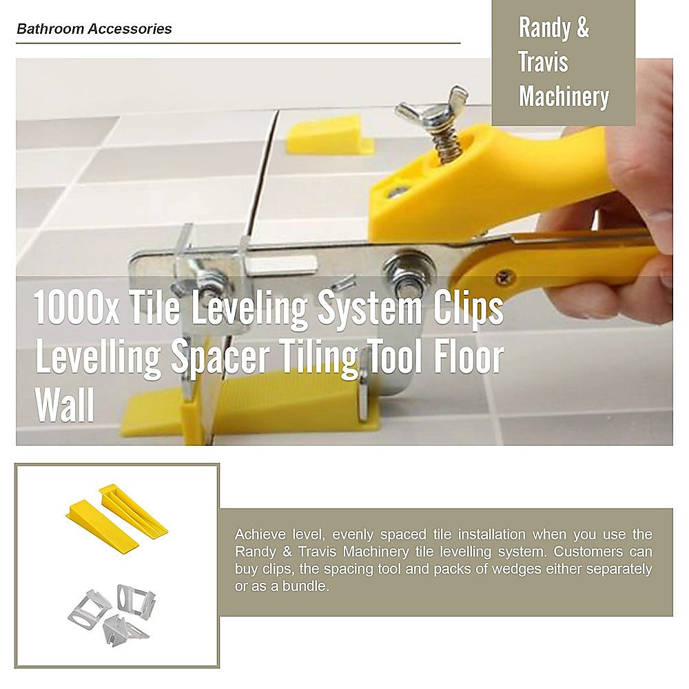 1000x Tile Leveling System Clips Levelling Spacer Tiling Tool Floor Wall