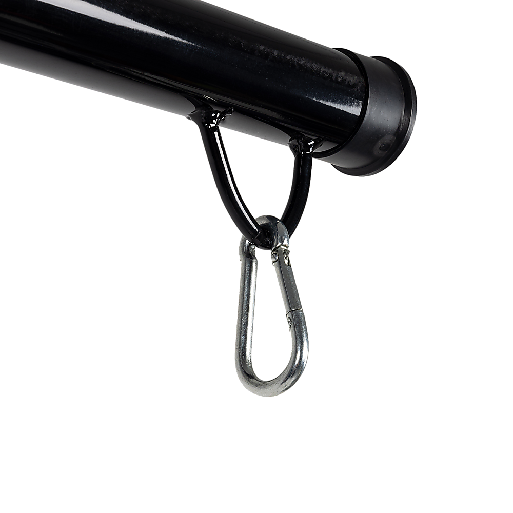 Black hammock stand top bar with hanging ring and hook