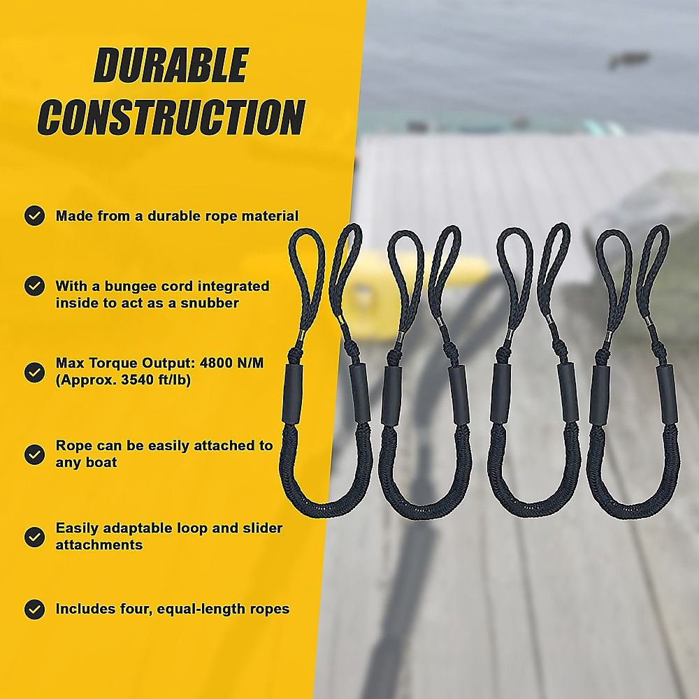 4 Pack Marine Bungee Dock Line Boat Mooring Rope Anchor Cord Stretch Bedworld