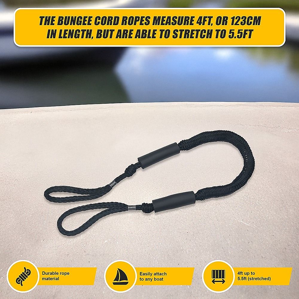 4 Pack Marine Bungee Dock Line Boat Mooring Rope Anchor Cord Stretch Bedworld