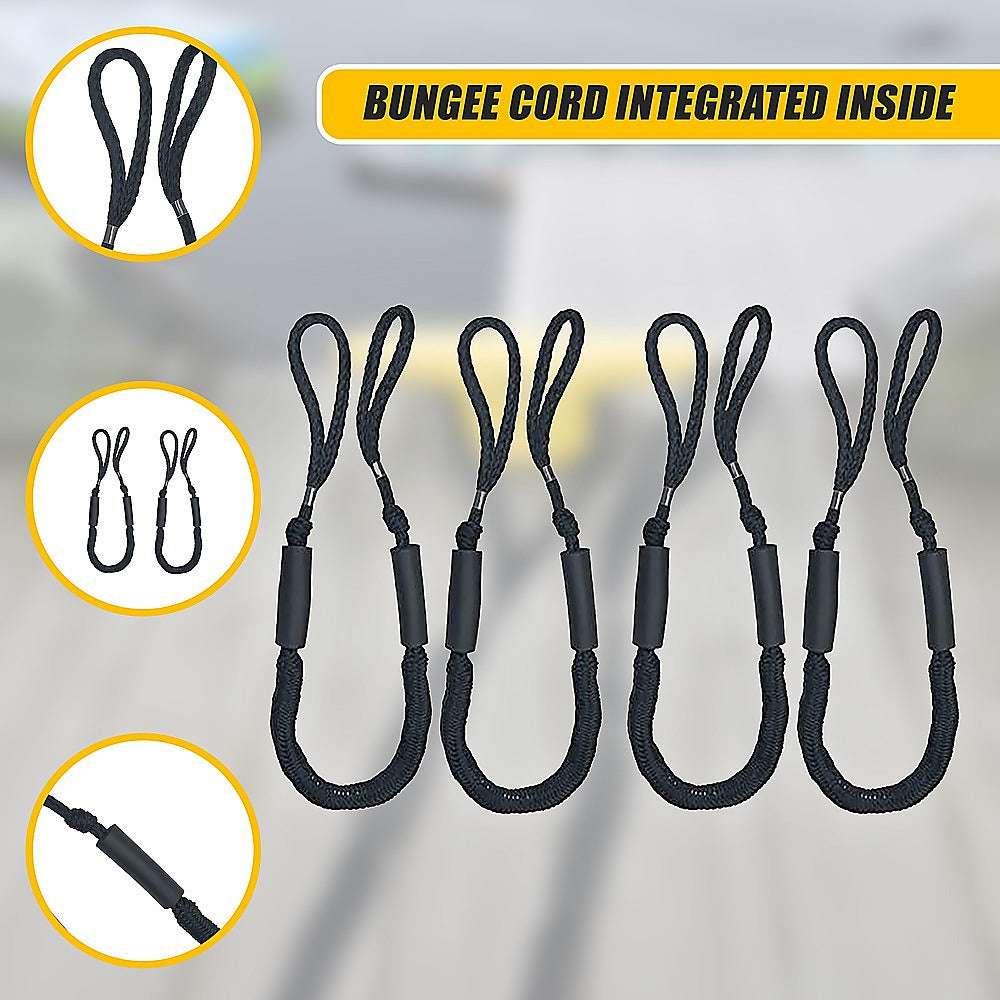 4 Pack Marine Bungee Dock Line Boat Mooring Rope Anchor Cord Stretch