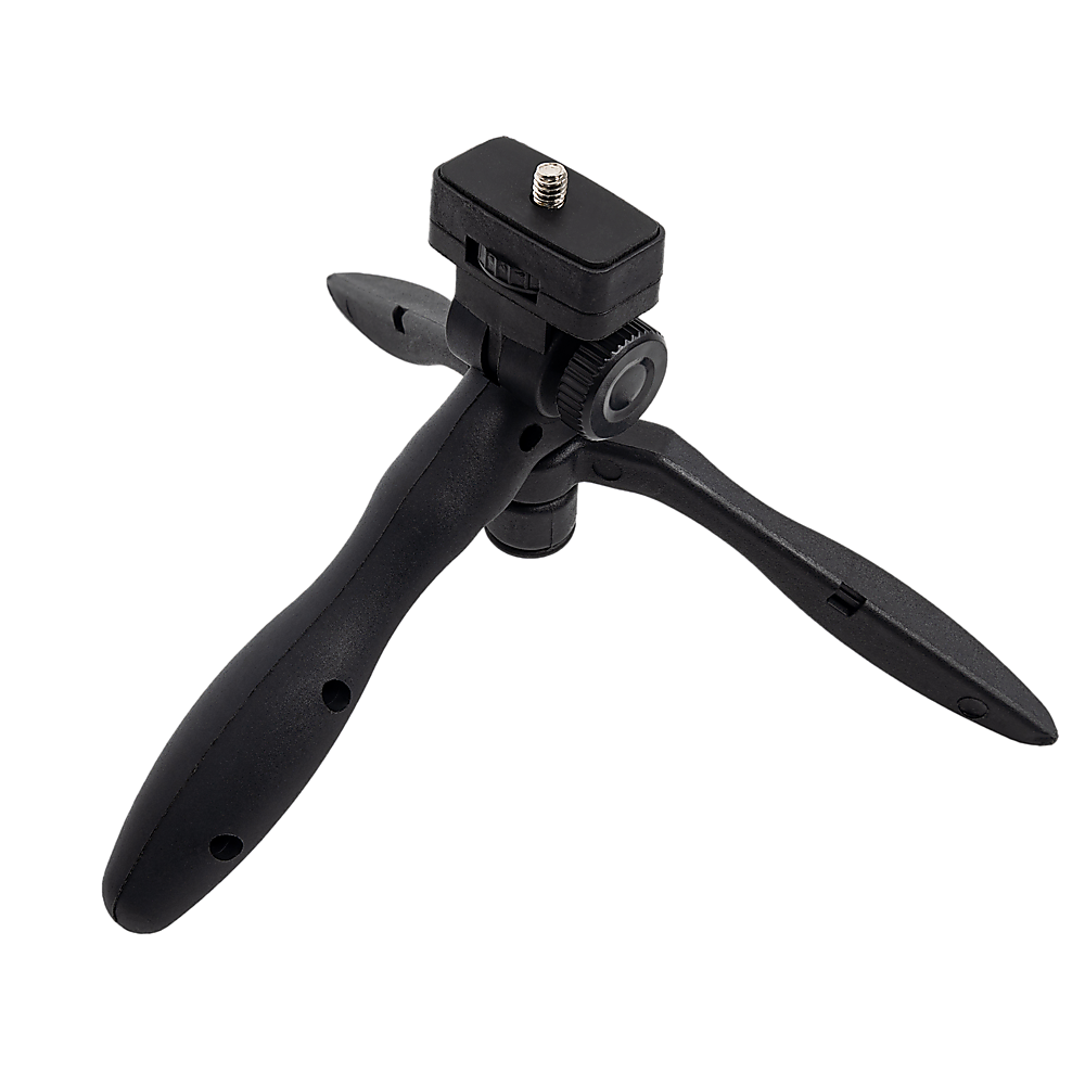 Black LED spotlight on small tripod with adjustable head mount and clamp
