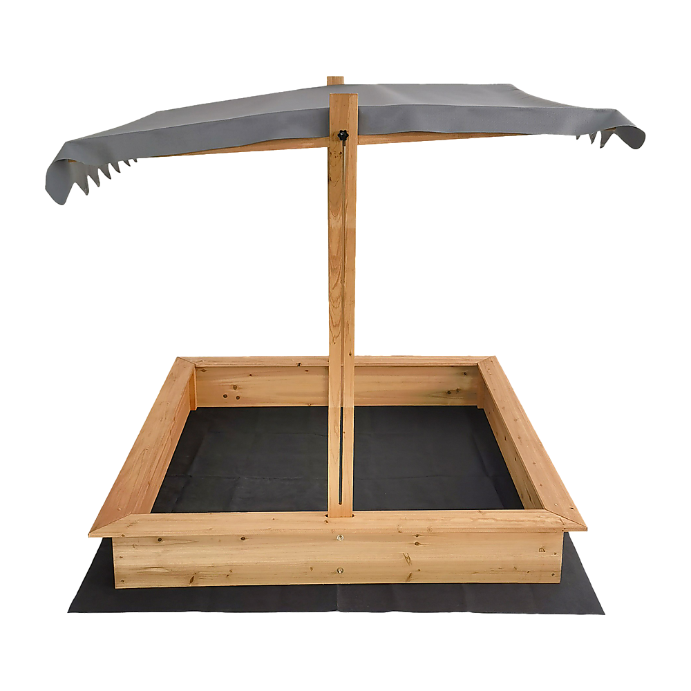 Kids Wooden Toy Sandpit with Adjustable Canopy Bedworld