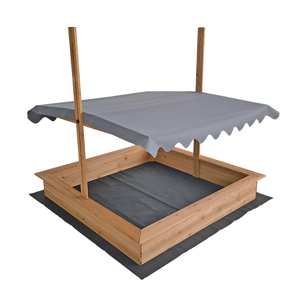 Kids Wooden Toy Sandpit with Adjustable Canopy Bedworld