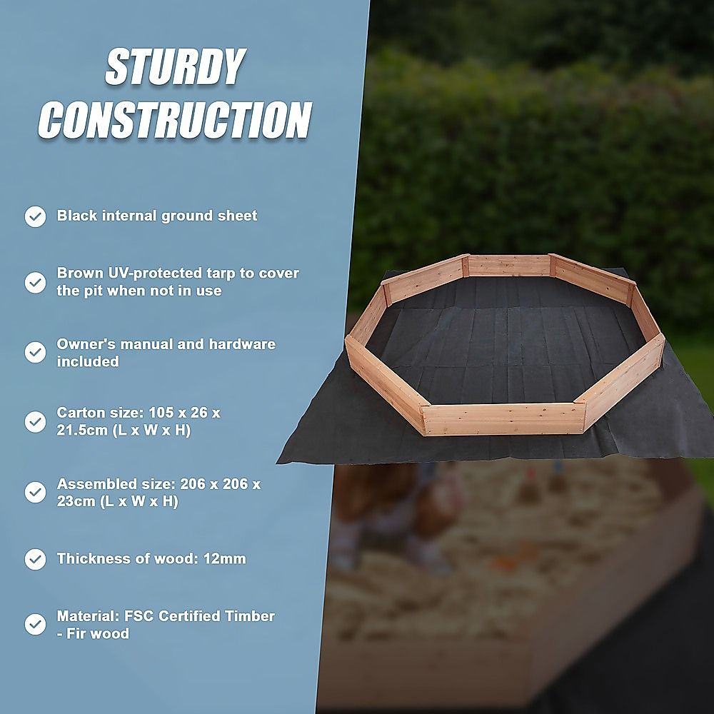 Kids Sand Pit Large Octagonal Wooden Sandpit Bedworld