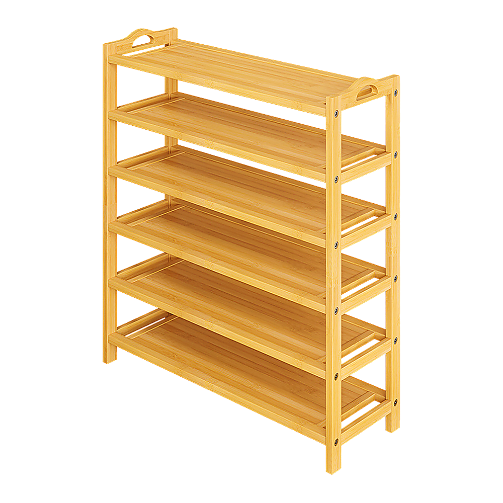6 Layers Natural Wood Bamboo Shelf Entryway Storage Shoe Rack Home Furniture Bedworld