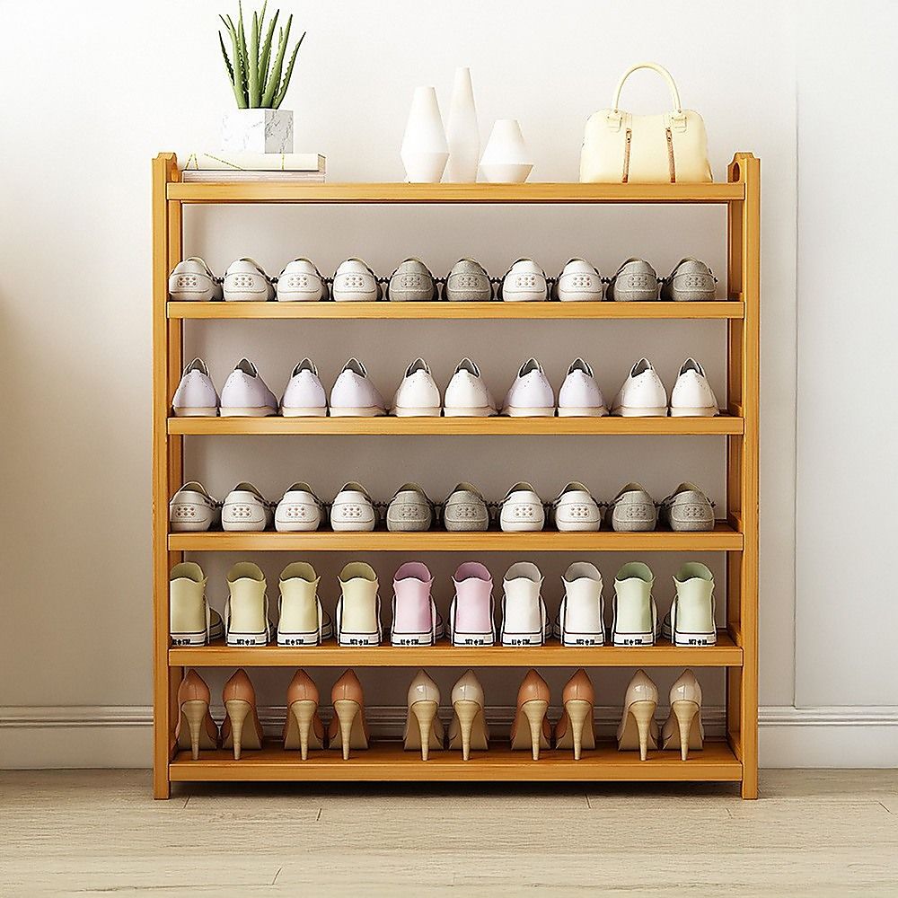 6 Layers Natural Wood Bamboo Shelf Entryway Storage Shoe Rack Home Furniture Bedworld