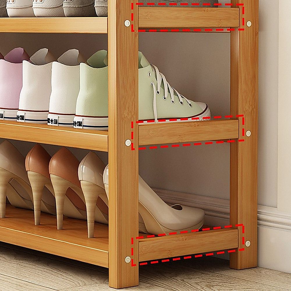 6 Layers Natural Wood Bamboo Shelf Entryway Storage Shoe Rack Home Furniture Bedworld