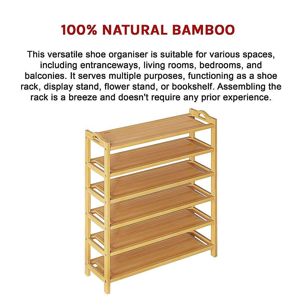 6 Layers Natural Wood Bamboo Shelf Entryway Storage Shoe Rack Home Furniture Bedworld