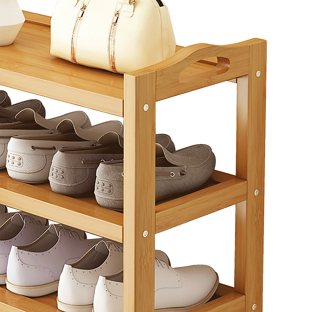 6 Layers Natural Wood Bamboo Shelf Entryway Storage Shoe Rack Home Furniture Bedworld