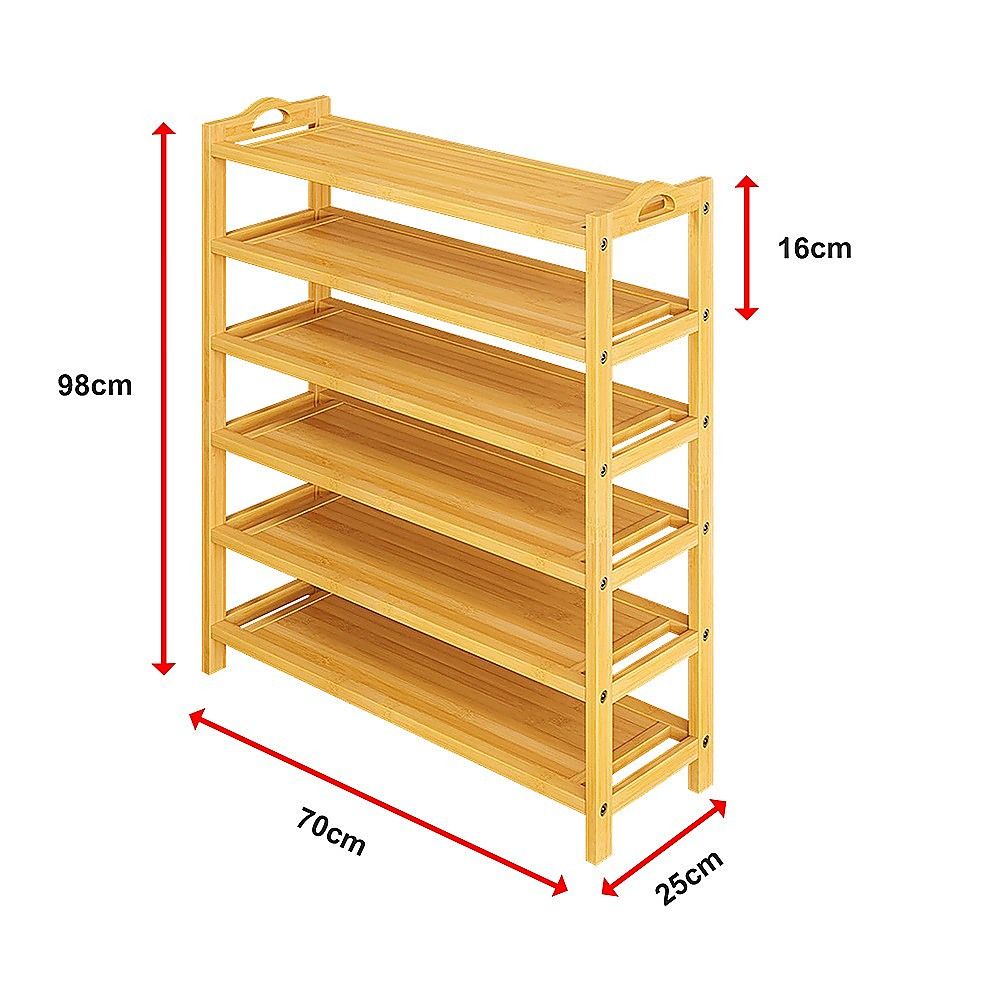 6 Layers Natural Wood Bamboo Shelf Entryway Storage Shoe Rack Home Furniture Bedworld