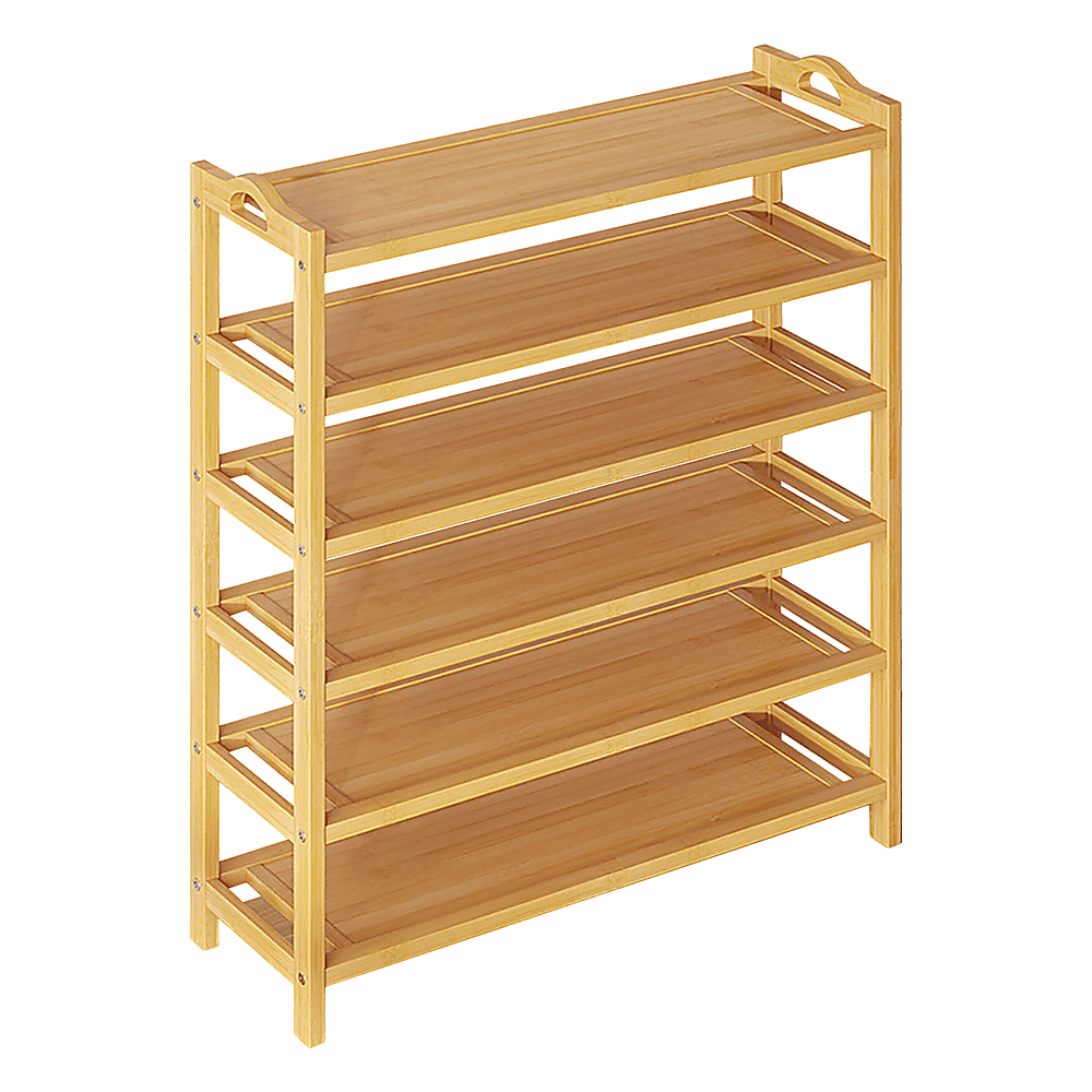 6 Layers Natural Wood Bamboo Shelf Entryway Storage Shoe Rack Home Furniture