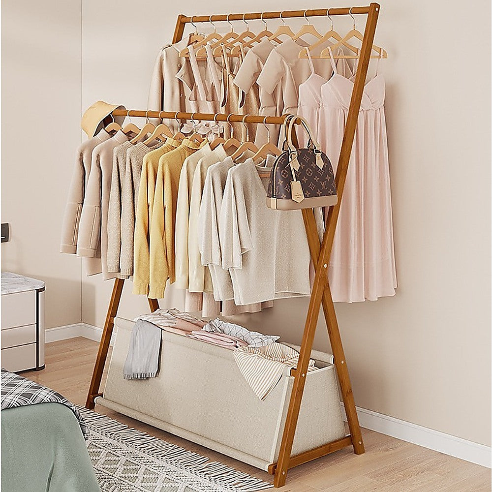 Modern 100x155cm Clothes Hanger Rack with Lower Shelf