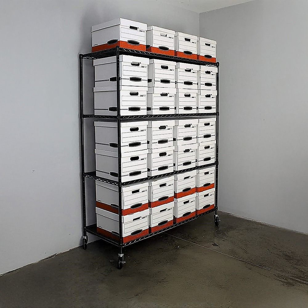 Modular Wire Storage 150x35cm Steel Shelving Black With Wheels For Garage Warehouse Or Kitchen Organisation Bedworld