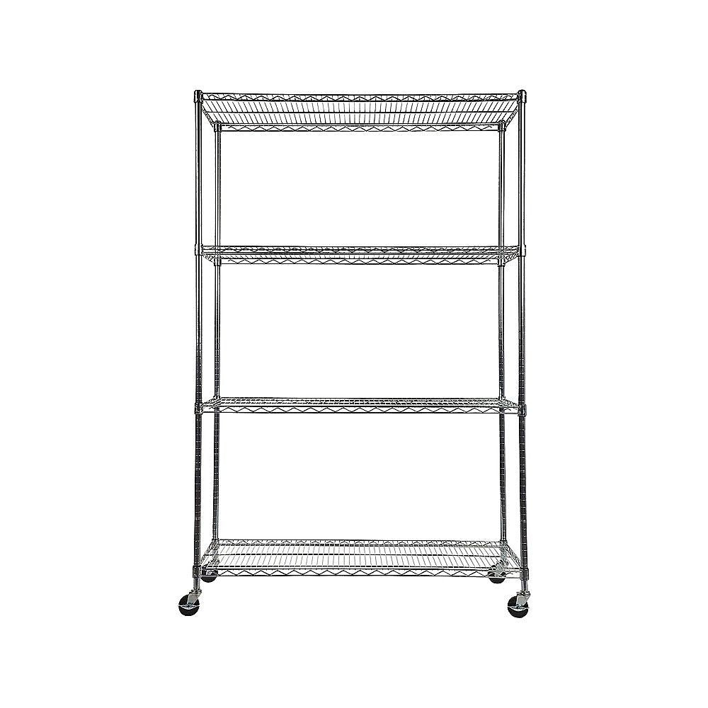 Modular Wire Storage 90x45cm Steel Shelving Chrome With Wheels For Garage Warehouse Or Kitchen Organisation