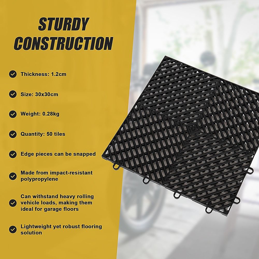 Vented Garage Floor Tiles | Snow Water Drainage | 30x30cm Bedworld