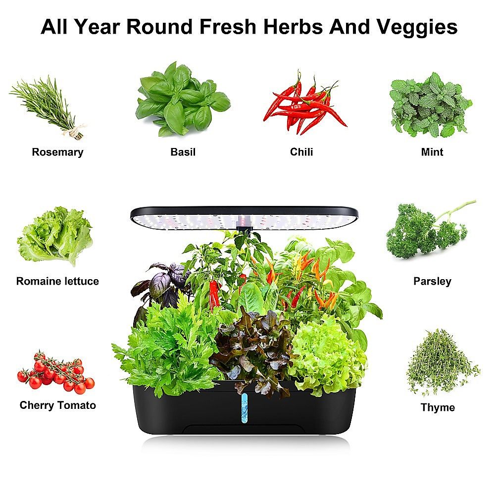 Hydroponics Growing System Indoor Germination Kit 12 Pods Home Gardening LED Bedworld