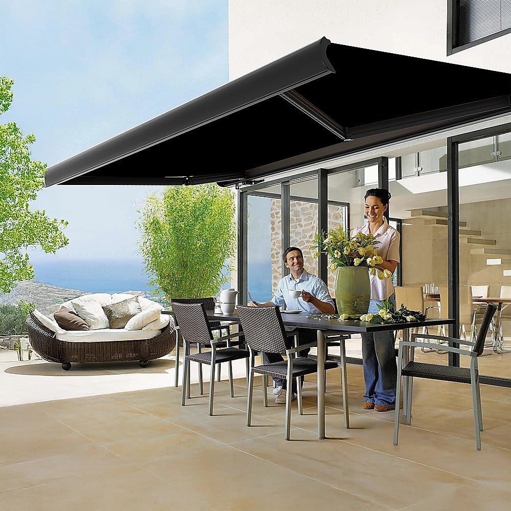 5.5m x 3.0m Retractable Folding Arm Awning Heavy Duty Full Cassette Motorised