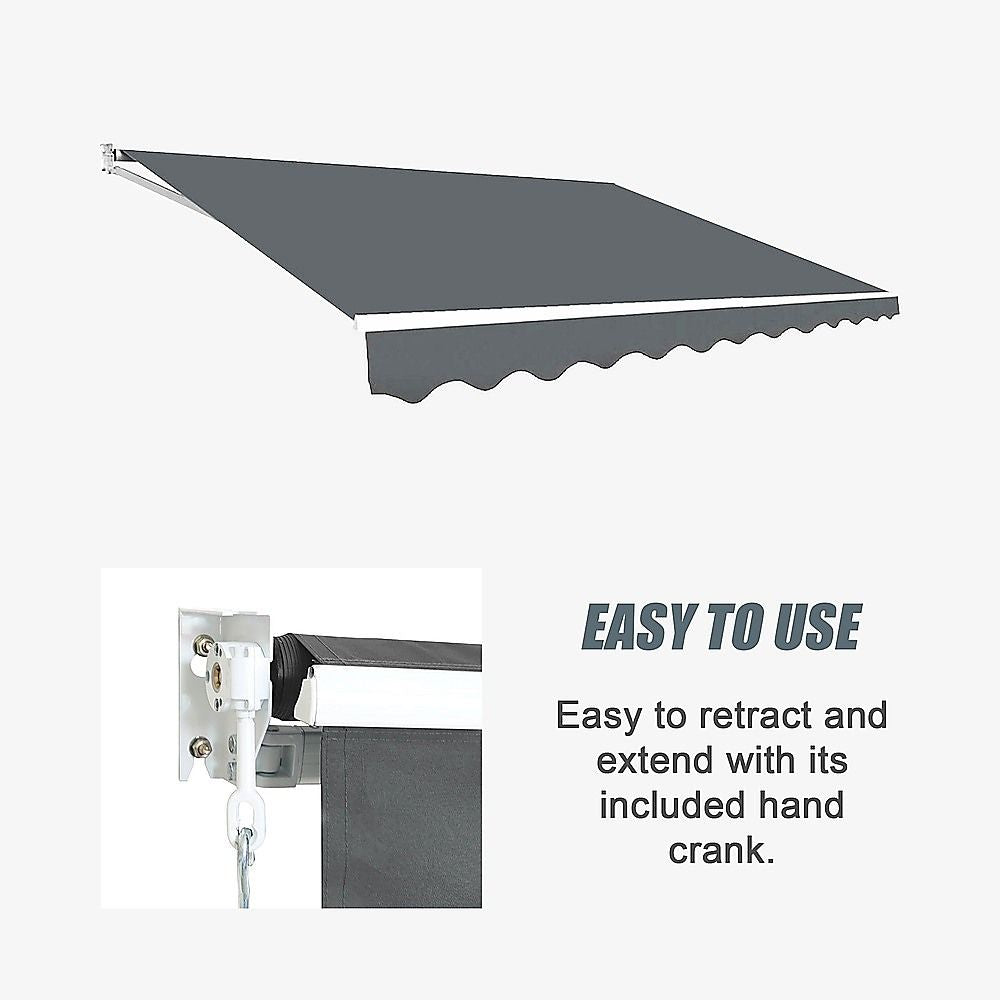 Outdoor Folding Arm Awning Retractable Sunshade Canopy Grey 3.0m x 2.5m