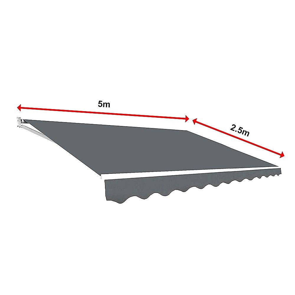 Outdoor Folding Arm Awning Retractable Sunshade Canopy Grey 5.0m x 2.5m
