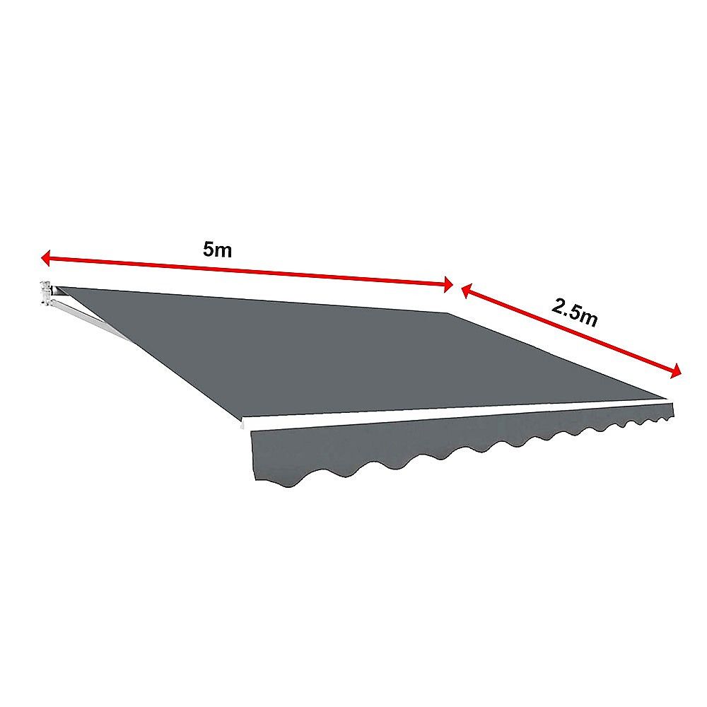 Motorised Outdoor Folding Arm Awning Retractable Sunshade Canopy Grey 5.0m x 2.5m