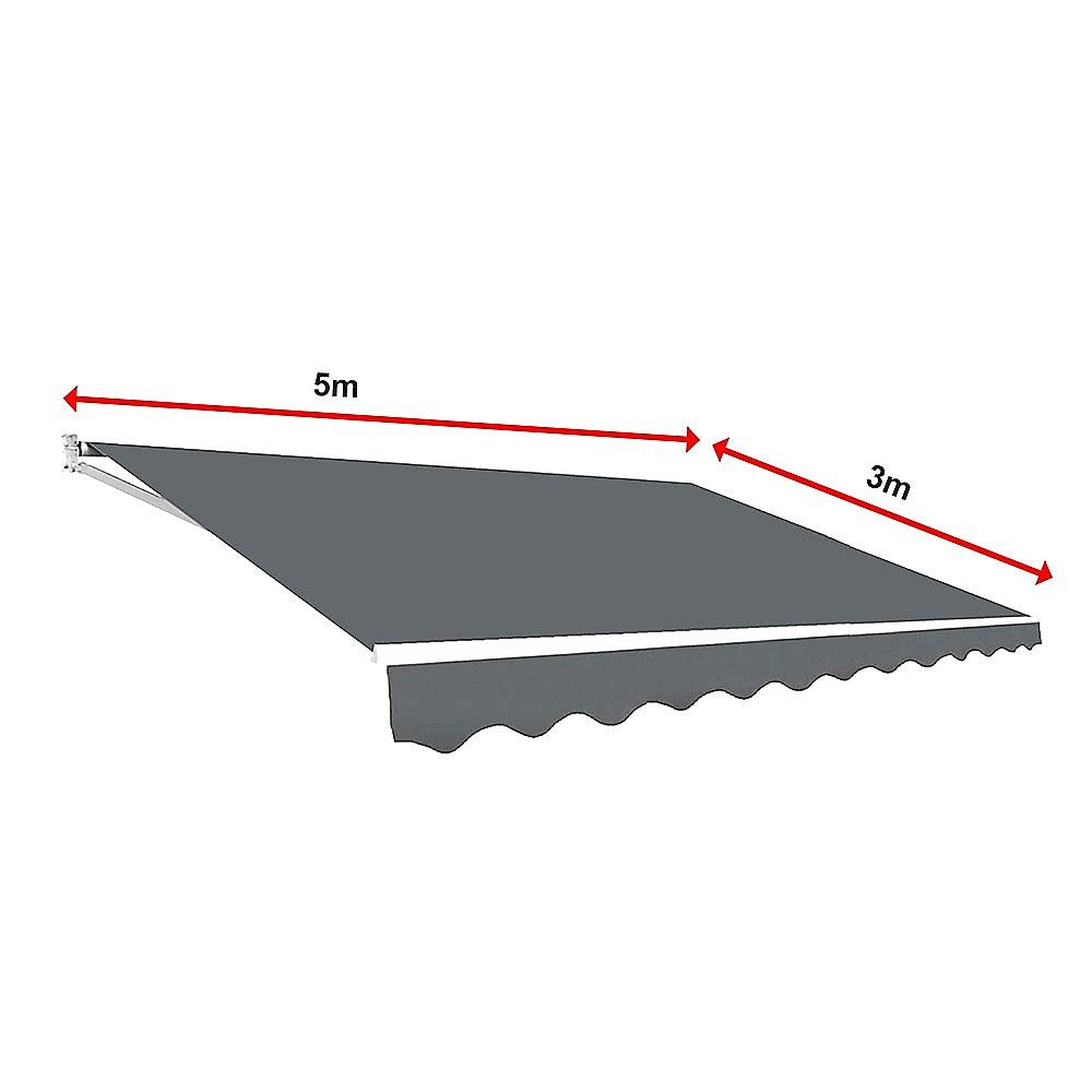 Motorised Outdoor Folding Arm Awning Retractable Sunshade Canopy Grey 5.0m x 3.0m