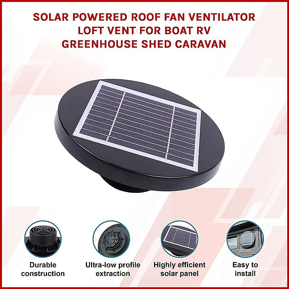 Solar Powered Roof Fan Ventilator Loft Vent for Boat RV Greenhouse Shed Caravan Bedworld