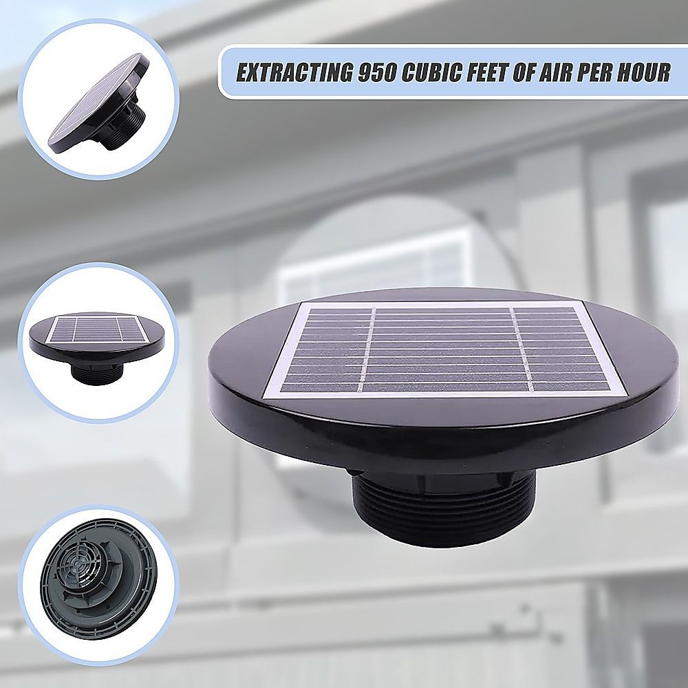 Solar Powered Roof Fan Ventilator Loft Vent for Boat RV Greenhouse Shed Caravan Bedworld