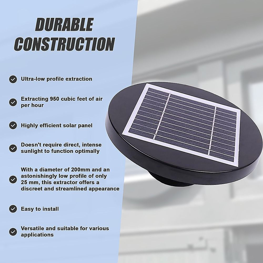 Solar Powered Roof Fan Ventilator Loft Vent for Boat RV Greenhouse Shed Caravan Bedworld