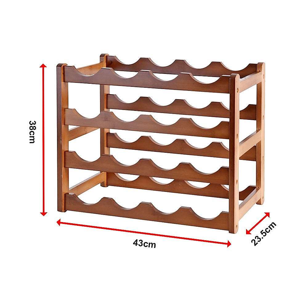 Bamboo Stackable Modular Freestanding Countertop Wine Shelf Rack