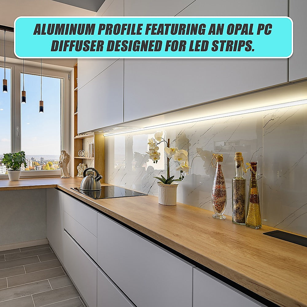 10 x 1M U-Style Aluminium LED Strip Light Channels for Cabinet Lighting