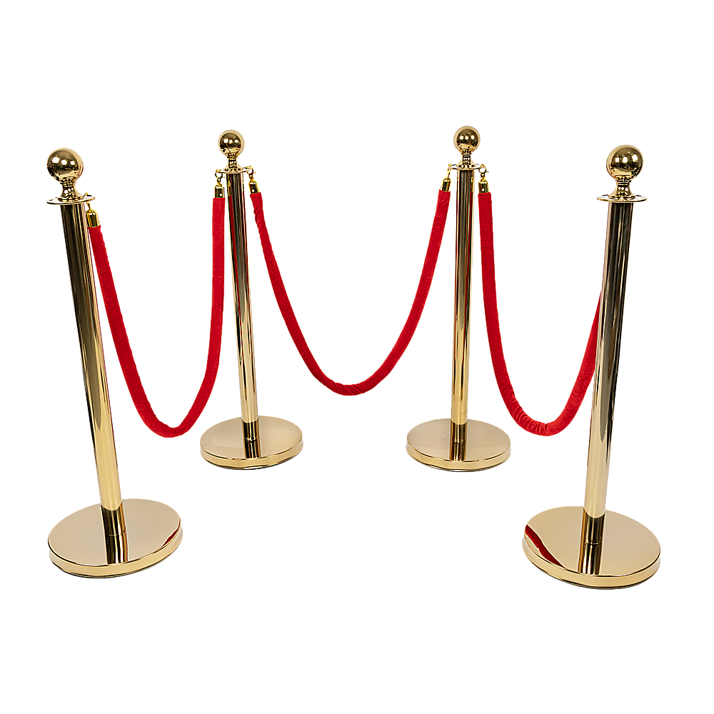 4 x Queue Barriers + 3 Ropes Exhibition Crowd Control Bollards Bedworld