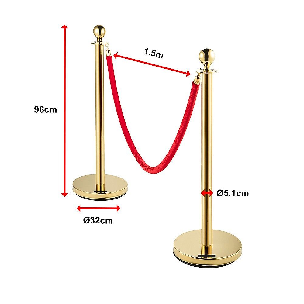 4 x Queue Barriers + 3 Ropes Exhibition Crowd Control Bollards Bedworld