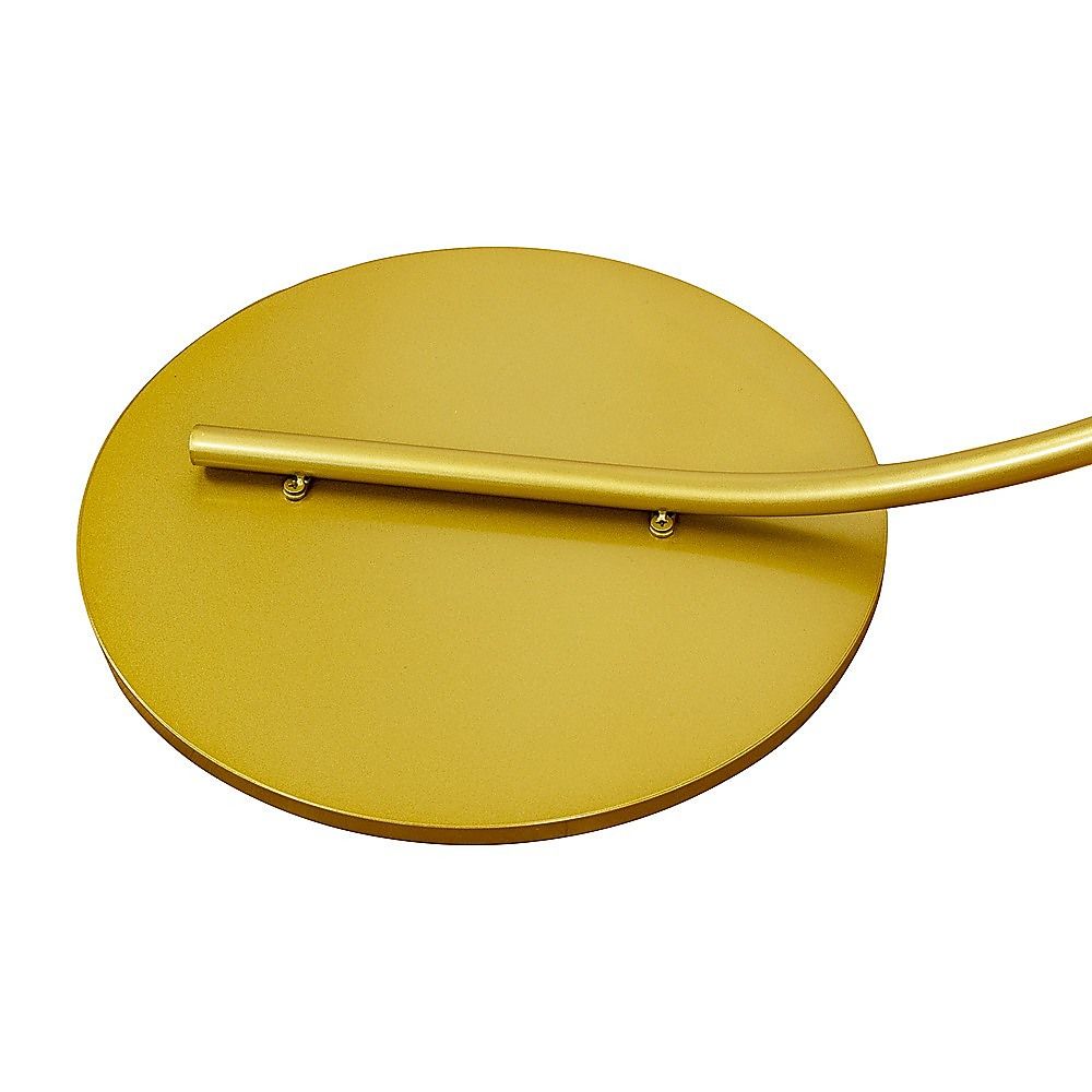 Gold circular base plate for curved floor clothes hanger rack with bar support