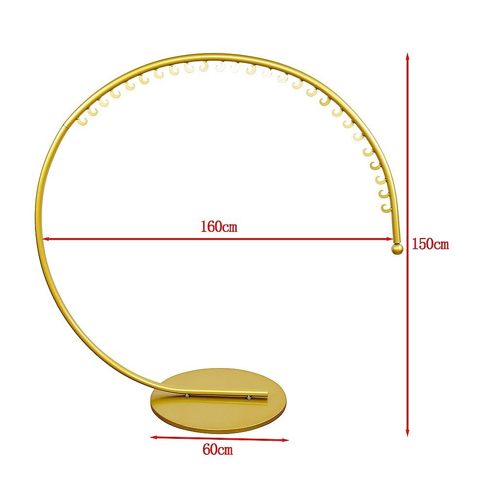 Curved clothes bar hanger rack with 160cm width and 150cm height